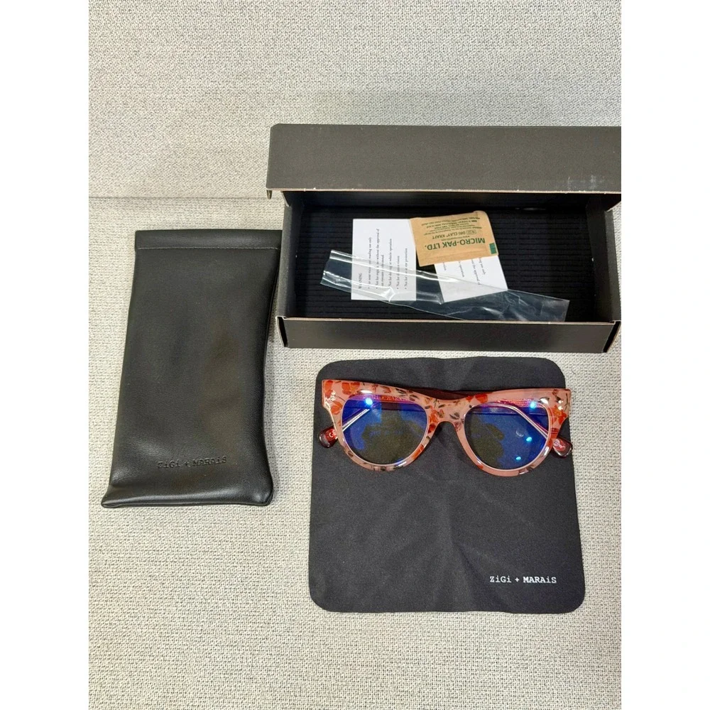 ZiGi +MARAiS FRIDA Pink Floral Blue Light Blocking Glasses Anthropologie Cat Eye